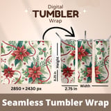 Poinsettia Tumbler Design, Christmas Digital Paper, Watercolor Floral Junk Journal, Printable PNG, Scrapbooking Paper thumbnail 7