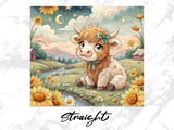 Cute Cow Tumbler Wrap, 20oz Seamless Tumbler, Watercolor Highland Cow, Floral Cow Tumbler, Farm Animal Tumbler, Cow Lover Gift thumbnail 4