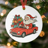 Vintage Santa Sports Car Ornament thumbnail 1