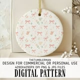 Digital Pattern, Seamless Pink Bows, Tea Cup Pattern, Macaron Pattern, Floral, Digital Bundle, Commercial Use, Tea Party Pattern, Print thumbnail 3