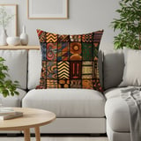 Global Boho Mosaic Velveteen Blanket, African Tribal Art Throw Pillow, Earthy Textured Woven Blanket, Unique Home Decor Gift thumbnail 15