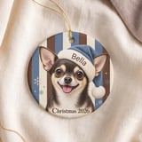 Chihuahua Christmas Ornament 2026, Cute Dog Holiday Tree Decor, Custom Pet Keepsake Bauble, Dog Mom Gift, Festive Santa Hat Puppy Decor thumbnail 5