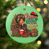 African American Christmas Ornaments, Black Woman Holiday Ornament, Melanin Christmas Tree Decor, Pan African Roots Xmas Keepsake Gift thumbnail 3