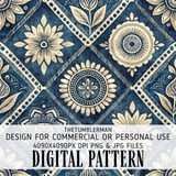 Bohemian Indigo Pattern Digital Size Bundle Png thumbnail 2