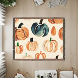 Watercolor Pumpkin Pattern Blanket, Autumn Decor Pillow, Fall Harvest Thanksgiving Throw, Decorative Home Accent, Farmhouse Cushion thumbnail 1