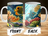 Tropical Ocean Fish Mug Wrap Digital Design | Colorful Underwater Coral Reef Sea Life Sublimation PNG for 11oz 15oz Cups thumbnail 9