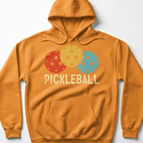 Pickleball Gildan Fleece Hoodie, PICKLEBALL Retro Triple Ball Graphic, Warm Court Pullover Sweatshirt thumbnail 9