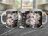 Quilled Floral Mug Wrap Sublimation Digital Download for 11oz 15oz Mugs, Elegant Peony Rose Flower Craft Design Template, Gift for Her thumbnail 10