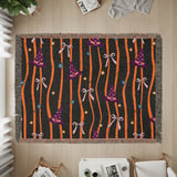 Witch Hat Velveteen Blanket - Spooky Cute Halloween Throw Pillow, Whimsical Orange & Black Stripe Witchy Home Decor Gift thumbnail 11