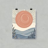 Abstract Sun Posters, Ocean Waves Posters, Botanical Art Posters, Modern Art Posters, Living Room Posters, Boho Style Art Posters thumbnail 1