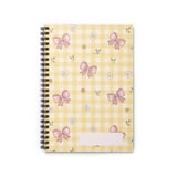 Pink Bow Gingham Backpack, Cute Coquette Aesthetic Spiral Notebook, Yellow Cottagecore Soft Girl School Bag, Preppy Teen Kawaii Book thumbnail 4