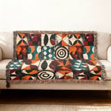 Abstract Geometric Pattern Velveteen Blanket, Woven Blanket, Throw Pillows - Modern Mid-Century Home Decor Gift thumbnail 9