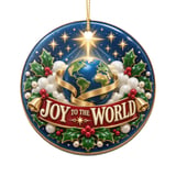 Joy to the World Ornament, Christian Christmas Tree Decor, Religious Holiday Keepsake, Bethlehem Star Earth Globe Faith Gift for Family thumbnail 3