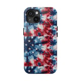 Tie Dye Tote Bag, Phone Case: Patriotic Stars, Red White Blue thumbnail 9