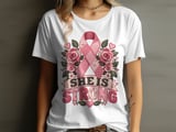 She Is Strong Pink Ribbon Tee thumbnail 1