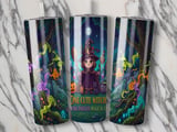 Cute Witch Tumbler Wrap PNG | Halloween Spooky Season Digital Download | 20oz Skinny Sublimation Design | Kawaii Witchy Magical Forest Full thumbnail 2