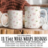 Digital Bundle, Pink Bow Pattern, Watercolor Teacup, Macarons, Digital Pattern, Commercial Use, Digital Scrapbooking, Party Decor, Digital thumbnail 4