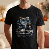 Haunted Harbor Sailor Halloween Night Fog Skull Lighthouse Ocean Nautical Crewneck Sweatshirts thumbnail 12