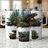 Realistic Red Bellied Newt 40oz Tumbler Wrap Digital Design, Amphibian Forest Sublimation, Naturecore Wildlife Animal Gift thumbnail 5