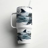 Orca Ocean Coastal Tumbler Wrap Design 40oz, Whales Killer Whale Nature Sea Digital Sublimation File thumbnail 6