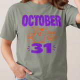 October 31st Halloween Ghost T-Shirt | Trick or Treat Spooky Season Tee with Cute Pumpkin Graphic thumbnail 4