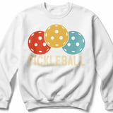 Pickleball Gildan Crewneck Sweatshirt, PICKLEBALL, Court Warm Up Retro Vintage Balls Graphic Fleece Top thumbnail 2