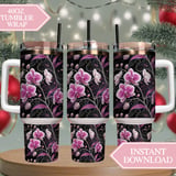 Orchid Tumbler Design Digital Paper, Floral Backgrounds, Junk Journal, Printable PNG, Colorful Flower Scrapbooking, Flowers Tumbler thumbnail 8
