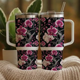 Orchid Tumbler Design, Digital Download, Floral Tumbler PNG, Watercolor Flower Backgrounds, Junk Journal Pages, Digital Scrapbooking Paper thumbnail 9