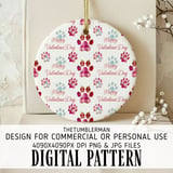 Digital Valentine Pattern, Valentine Paw Print Pattern, Valentine Dog Paw Print Pattern, Valentines Day Digital Bundle Pattern thumbnail 3
