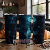 Personalized Halloween Tumbler, Spooky Ghost Tumbler, Custom Name Halloween Gift, Moon Bats Tumbler, Personalized Halloween Party thumbnail 5