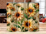 Black Eyed Susan Tumbler Wrap PNG, Floral Sublimation Design 20oz Skinny Seamless Digital Download, Botanical Flower Tumbler Design thumbnail 8