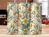 Daffodil Tumbler Sublimation Design, Watercolor Floral Seamless Wrap PNG, Spring Narcissus Flower 20oz Skinny Tumbler Digital thumbnail 8