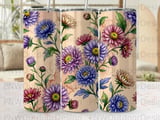 Chrysanthemum Floral Tumbler Sublimation PNG Seamless Wrap 20oz Skinny Digital Design File with Free Car Coasters thumbnail 5