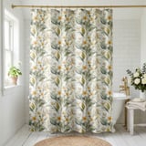 Elegant Plumeria Bloom Shower Curtain thumbnail 1