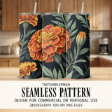 Marigold Tumbler Design, Floral Digital Papers, Watercolor Flower Backgrounds, Printable Tumbler Png, Digital Scrapbooking Paper thumbnail 2