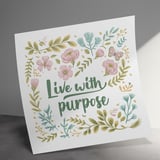 Live with Purpose Canvas Wrap, Floral Wall Art, Motivational Quote Decor, Inspirational Canvas, Butterfly and Flower Print thumbnail 5