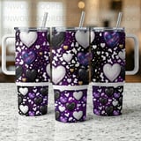 40oz Tumbler Sublimation PNG, Galaxy Hearts Cow Print Distressed Seamless Wrap, Tapered Digital Download, Free Car Coasters thumbnail 2