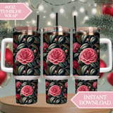 Pink Camellia Flower Tumbler Design, Digital Paper Pack, Watercolor Floral Backgrounds, Junk Journal, Scrapbooking, Printable PNG Digital thumbnail 8