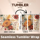 Floral Tumbler Design, Digital Download, Watercolor Flowers, Fall Tumbler Wrap, Junk Journal Paper, Printable Tumbler Png, Scrapbooking thumbnail 7