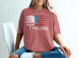 Pickleball Comfort Colors Shirt, PICKLEBALL Distressed USA Flag, Vintage Patriotic Court Graphic Tee thumbnail 7