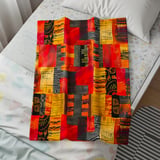 Modern Abstract Art Velveteen Blanket, Geometric Woven Throw Pillow, Red Orange Eclectic Decor, Contemporary Home Art Statement thumbnail 4
