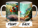 Clownfish & Anemone Mug Wrap Digital Design | Ocean Life Sublimation PNG | 11oz 15oz Marine Fish Cup Wrap thumbnail 9