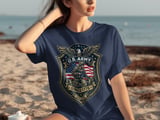 US Army Veteran T-Shirt, Patriotic Military Shield Eagle American Flag Since 1775 Tee, Army Family Gift for Him Her, Honor Our Troops Shirt thumbnail 3
