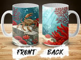 Crab Ocean Life Mug Sublimation Wrap PNG, Marine Life Digital Design for 11oz 15oz Mugs, Underwater Sea Animal Instant Download thumbnail 9