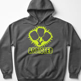 Pickleball Gildan Fleece Hoodie, ADDICTED, Court Pullover Graphic Sweatshirt for Cold Weather Spectating thumbnail 4