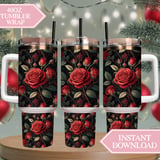 Red Roses Tumbler Design, Floral Digital Paper, Watercolor Flower Backgrounds, Junk Journal Pages, Printable Tumbler Png, Scrapbooking Paper thumbnail 8