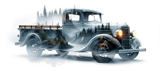 40oz Tumbler Wrap PNG Digital, Vintage Truck Sublimation Design, Misty Forest Landscape, Classic Car & Pine Tree Road Art for Dad Gift thumbnail 13