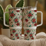 Poinsettia Tumbler Design, Christmas Digital Paper, Watercolor Floral Junk Journal, Printable PNG, Scrapbooking Paper thumbnail 9