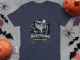 Haunted Harbor Sailor Halloween Night Fog Skull Lighthouse Ocean Nautical Crewneck Sweatshirts thumbnail 1