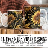 Sunflower Tumbler Design, Digital Paper, Floral Backgrounds, Junk Journal, Scrapbooking, Printable Tumbler PNG, Colorful Flowers thumbnail 4